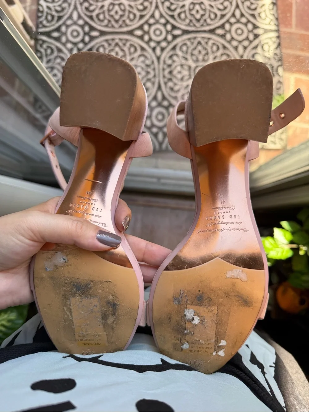 Ted Baker Brown Leather Block Heel Ankle-Strap Sandal